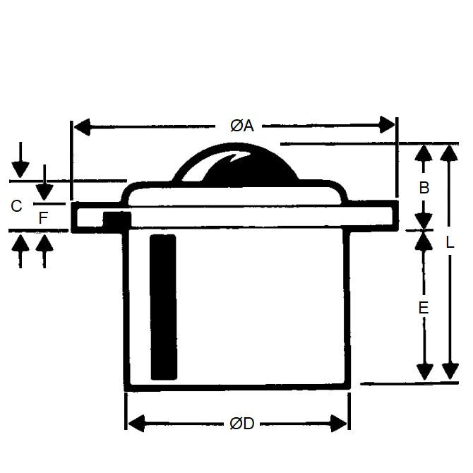 1226827 | BTU1000-025-F-PC-HD (Each) --- Flange Mount Ball Transfer Units - 1000 kg - 25.4x60.45 mm Heavy Duty - Carbon Steel