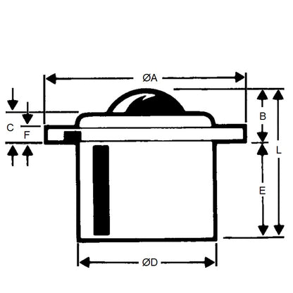1226827 | BTU1000-025-F-PC-HD (Each) --- Flange Mount Ball Transfer Units - 1000 kg - 25.4x60.45 mm Heavy Duty - Carbon Steel