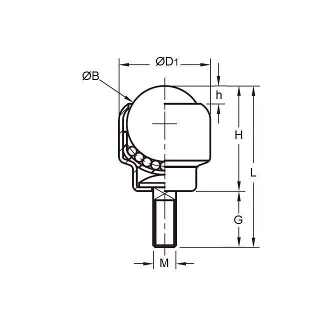 1147405 | BTU0034-016-TS-C (Each) --- Screw Stem Ball Transfer Units - 34 kg - 16x20.6 mm - Steel