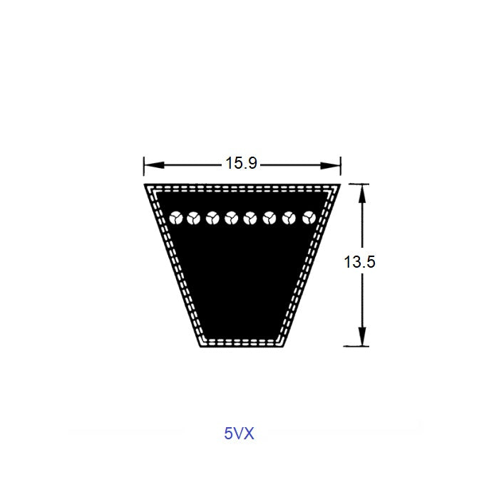1227300 | BV16-01270-5VX500 (Each) --- Wedge Belts - 1270 mm - - - 15.9 x 13.5mm Notched 5VX - Natural Rubber - Fabric Jacket Belt