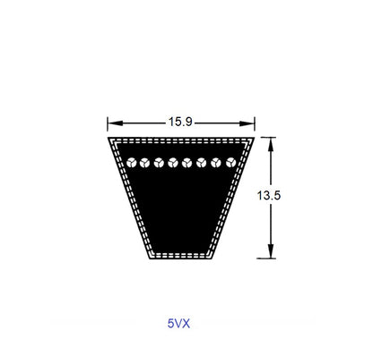 1227801 | BV16-01651-5VX650 (Each) --- Wedge Belts - 1651 mm - - - 15.9 x 13.5mm Notched 5VX - Natural Rubber - Fabric Jacket Belt