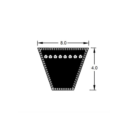 1227182 | BV08-01200 (PK-2) --- Vee Belts - 1200.0 - 47.2 in. - mm - - - 8.0 x 4.0mm - Natural Rubber - Fabric Jacket Belt