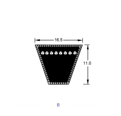 1227302 | B-50 (Each) --- Vee Belts - 1270.0 - 50.0 in. - mm - - - 16.5 x 11.0mm B - Natural Rubber - Fabric Jacket Belt