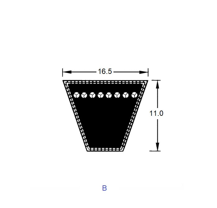1226402 | B-31 (PK-2) --- Vee Belts - 787.0 - 31.0 in. - mm - - - 16.5 x 11.0mm B - Natural Rubber - Fabric Jacket Belt