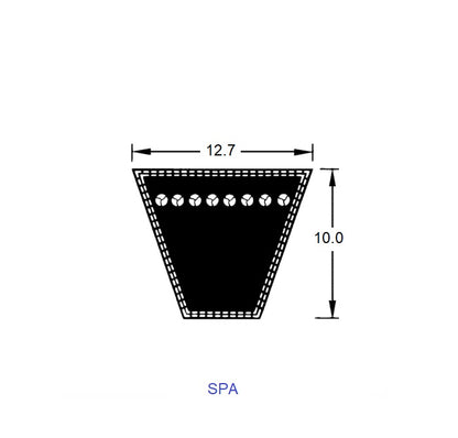 1228505 | SPA2580 (Each) --- Wedge Belts - 2580.0 - 101.6 in. - mm - - - 12.7 x 10.0mm - Natural Rubber - Fabric Jacket Belt