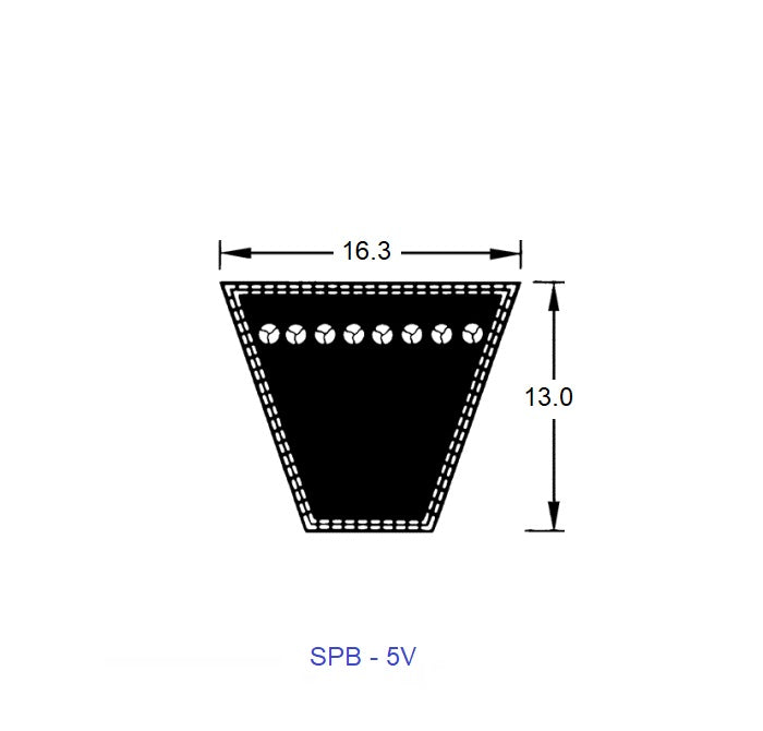 1228954 | BV16-04272-5V1700 (Each) --- Wedge Belts - 4272 mm - 16.3 x 13.0mm - Natural Rubber - Fabric Jacket Belt