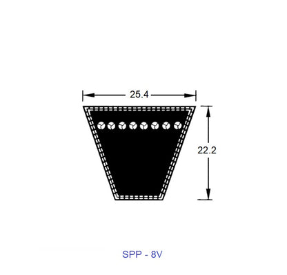 1235971 | BV25-10090-8V4000 (Each) --- Wedge Belts - 10090.3 mm - 25.4 x 22.2mm SPP 8V - Natural Rubber - Fabric Jacket Belt