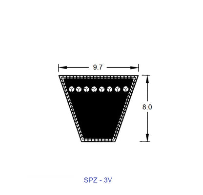 1225804 | BV10-00610-3V250 (Each) --- Wedge Belts - 609.9 mm - 9.7 x 8.0mm - Natural Rubber - Fabric Jacket Belt