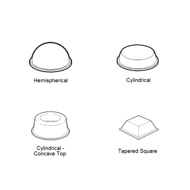 1233046 | RSB-35RS (Sheet) --- Polyurethane Self Adhesive Bumpers - Type Hemispherical 17.78x9.652 mm - Polyurethane Bumper