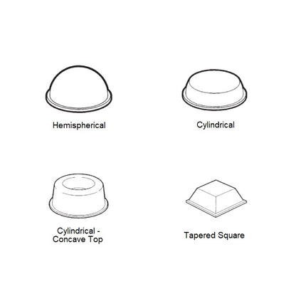 1233046 | RSB-35RS (Sheet) --- Polyurethane Self Adhesive Bumpers - Type Hemispherical 17.78x9.652 mm - Polyurethane Bumper