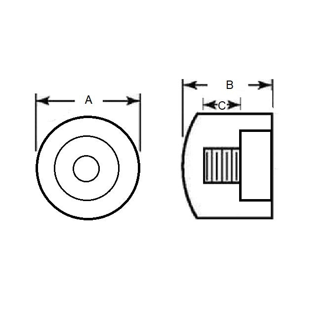 1144523 | AU-822RS (Each) --- Cylindrical Counterbored Bumpers - 31.75x25.4x9.53 mm - Polyurethane 80A Bumper