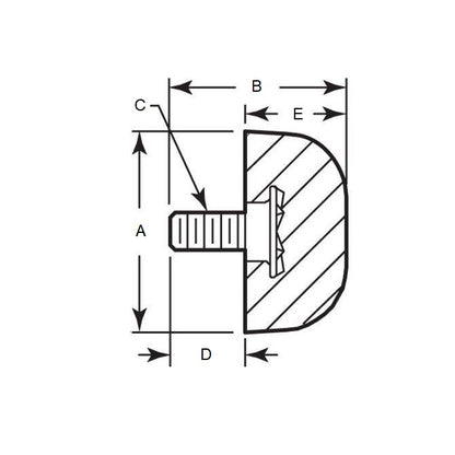 1120736 | LVL-10RS (Each) --- Domed Bumpers - 19.05x20.625 mm - 8-32 UNC - 4.17mm - - Elastomer Bumper