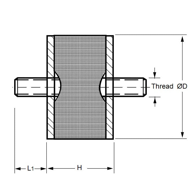 1203649 | CMM150-75-160M-R70 (PK-4) --- Bobbin Mounts - 150x75 mm - M16x2.00 Male - Natural Rubber Mount