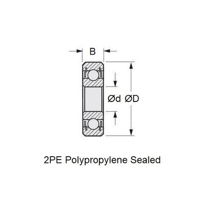 1092067 | S316-6300-2PE-SRL (Each) --- Single Row Ball Bearings - 10x35x11 mm Unflanged - Stainless Steel 316 Similar to A4, 18-10 Bearing