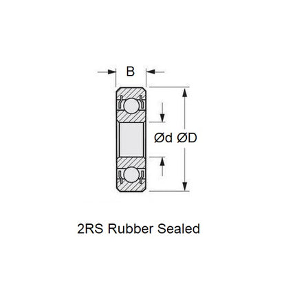 1102568 | SR8A-2RS (Each) --- Single Row Ball Bearings - 12.7x28.575x7.938 mm Unflanged - Stainless Steel AISI 440C Bearing