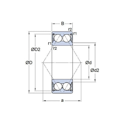 1098331 | 5201-2RS --- Angular Contact Bearings - 12x32x15.9 mm - Chrome Steel SAE 52100