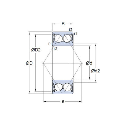 1098340 | S5201-2RS-ECO --- Angular Contact Bearings - 12x32x15.9 mm - Stainless Steel AISI 440C