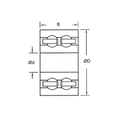 1086353 | P-DR-R6E-AS6 (Each) --- Plastic Bearings - 9.525x22.225x11.113 mm - Acetal with Stainless 316 Balls Bearing