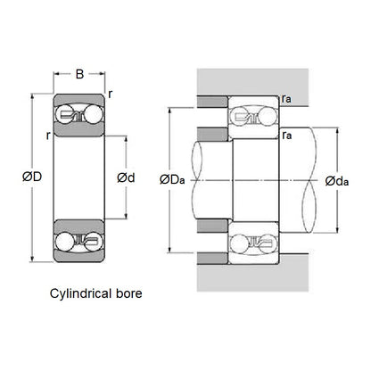 1142950 | 1206 (Each) --- Double Row Ball Bearings - 30x62x16 mm Self Aligning - Chrome Steel SAE 52100 Bearing