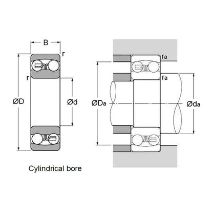 1115597 | 2203 --- Double Row Ball Bearings - 17x40x16 mm - Chrome Steel SAE 52100