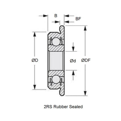 1086336 | FR6A-2RS-MC3 (Each) --- Single Row Ball Bearings - 9.525x22.225x7.142 mm Flanged - Chrome Steel SAE 52100 Bearing
