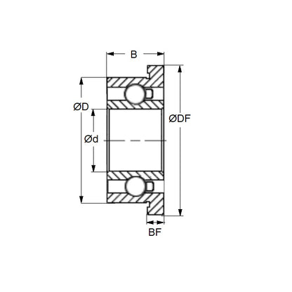 1071353 | SFR188A-ZS-MC34-GR7-R-G48 (PK-20) --- Single Row Ball Bearings - 6.35x12.7x4.762 mm Flanged - Stainless Steel AISI 440C Bearing
