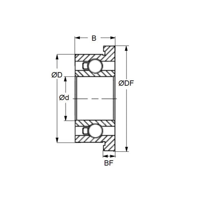 1047592 | SFR144-D28-KC --- Dental Applications Bearings - 3.175x6.35x2.381 mm - Stainless Steel AISI 440C - High Speed Phenolic Cage