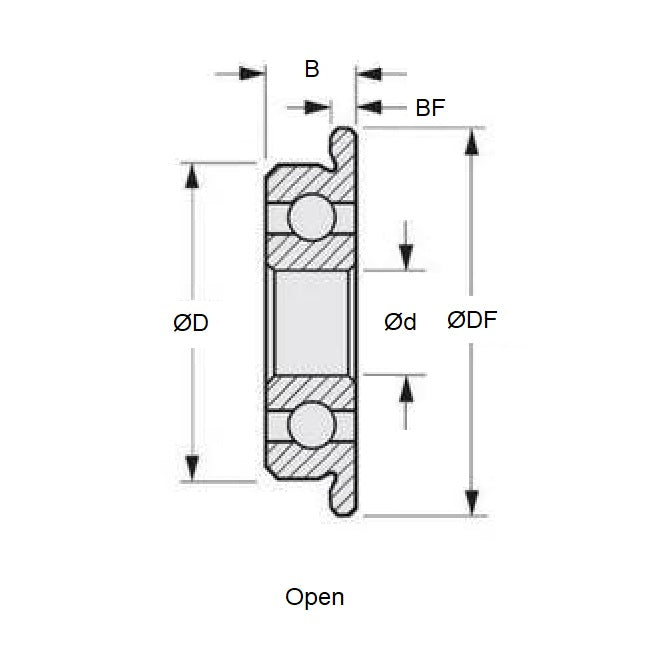 1080512 | SF688-MC34-GR5-R-L23 (PK-20) --- Single Row Ball Bearings - 8x16x4 mm Flanged - Stainless Steel AISI 440C Bearing