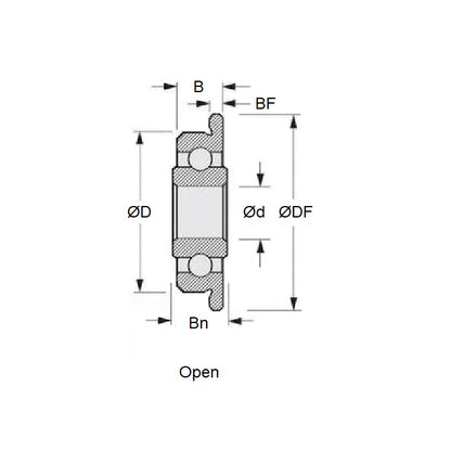 1036782 | SFWR0-MC34-GR5-R-L23 (20 Pcs) --- Single Row Ball Bearings - 1.191x3.967x1.588 mm / 2.381 mm - Stainless Steel AISI 440C