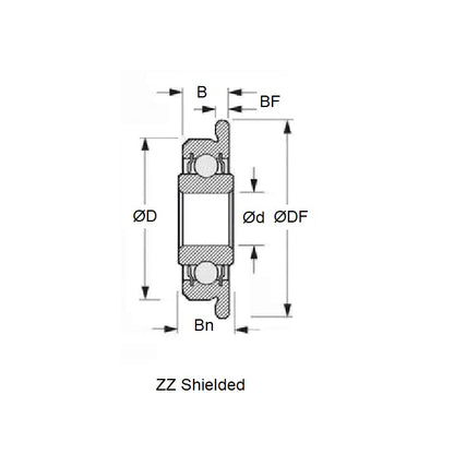 1070778 | SFWR168-ZZS-MC34-GR5-R-G48 (PK-20) --- Single Row Ball Bearings - 6.35x9.525x3.175 mm / 3.969 mm Flanged - Stainless Steel AISI 440C Bearing