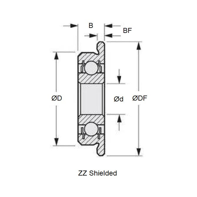 1062039 | F695-ZZ-ECO (PK-50) --- Single Row Ball Bearings - 5x13x4 mm Flanged - Chrome Steel SAE 52100 Bearing