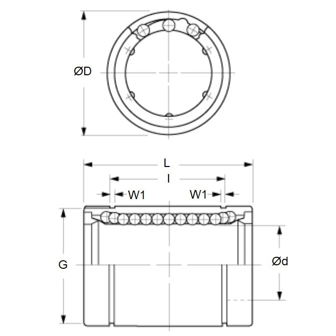 1060486 | LCB-0050-010-015-W (Each) --- Ball Bearings Linear - 5x10x15 mm Standard Closed - SUJ2 Steel with Plastic Retainer Bearing