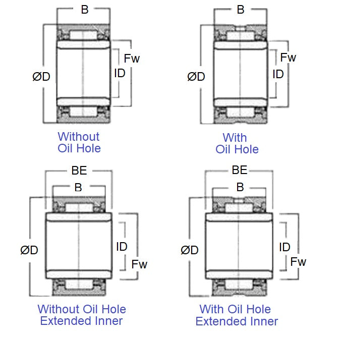 1066285 | NMI-0060-0160-0120 (Each) --- Needle Roller with Inner Ring Bearings - 6x16x12 mm Machined - Chrome Steel Bearing