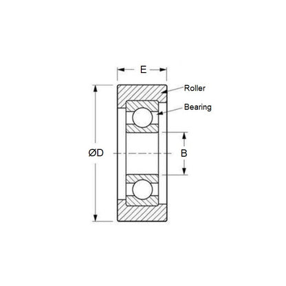 1119511 | NR-0190-050-070-W-ZZ (PK-2) --- Idler with Bearing Rollers - 19x5x7 mm - Nylon Covered Chrome Steel Roller