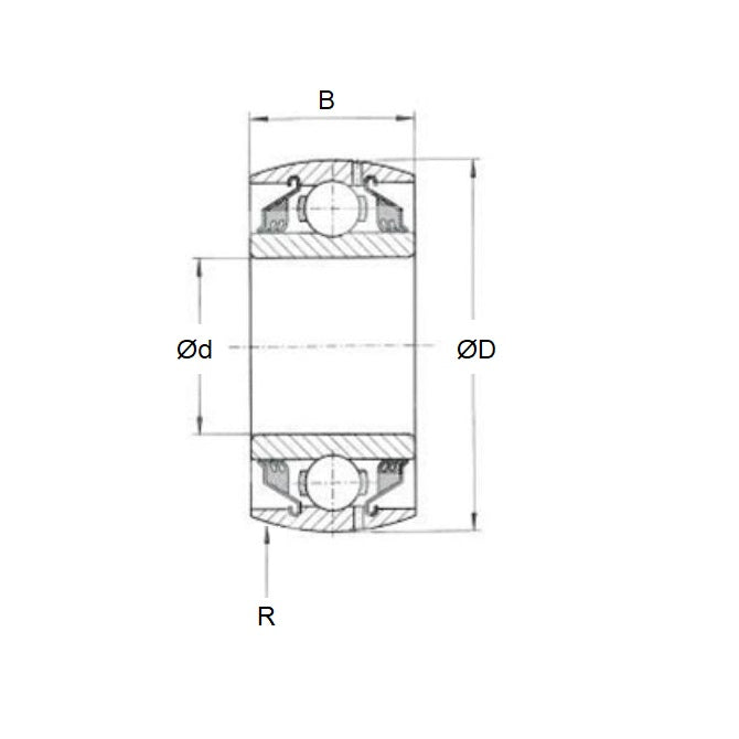 1116990 | CS203-2RS (Each) --- Spherical OD Radial Ball Bearings - 17x40x12 mm - Chrome Steel Bearing