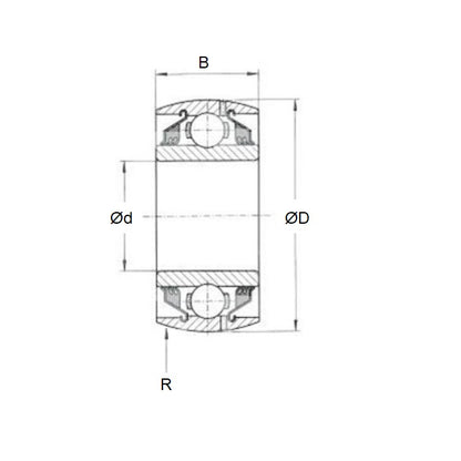 1116990 | CS203-2RS (Each) --- Spherical OD Radial Ball Bearings - 17x40x12 mm - Chrome Steel Bearing