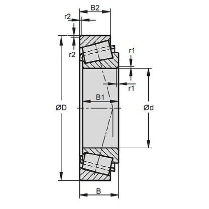 1116969 | E30203J (Each) --- Tapered Roller Set Bearings - 17x40x13.25 mm / 12 mm Single Row - Chrome Steel Bearing