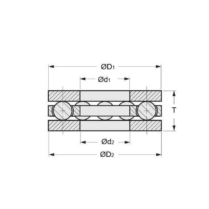 1060683 | T-0050-0110-F-BR (PK-20) --- Thrust Ball Bearings - 5x11x4.5 mm / 5 mm Flat - Chrome Steel Bearing