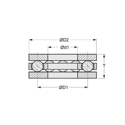 1039316 | T-0020-0060-F-BR --- Thrust Ball Bearings - 2x6x3 mm / 2 mm - Chrome Steel