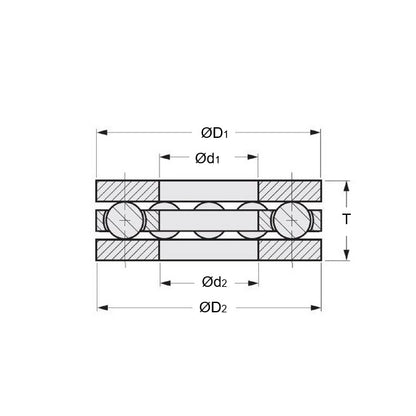 1047193 | T-0032-0109-F-S440-NY (Each) --- Thrust Ball Bearings - 3.175x11.113x4.763 mm / 3.175 mm Flat - Stainless Steel 400 Series and Nylon Bearing