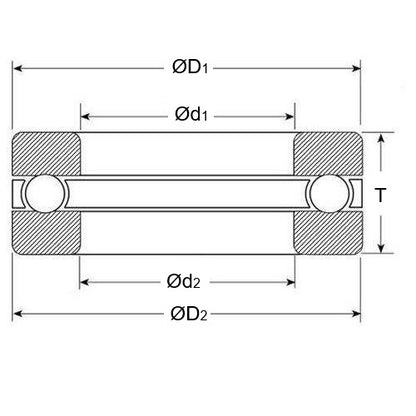 1142736 | T-0300-0520-G-51206 (Each) --- Thrust Ball Bearings - 30x52x16 mm / 32 mm Grooved - Chrome Steel Bearing