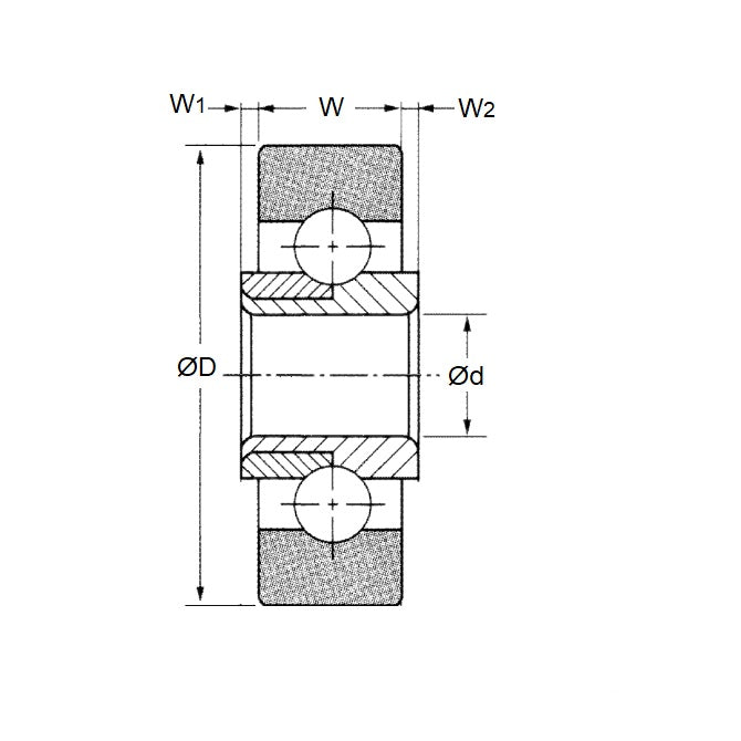 1102789 | P-WR12216-O-1E-PPGL (PK-100) --- Special Type Bearings - 12.7x34.925 - 11.113 / 12.700 / 1.59 mm - Polypropylene Bearing