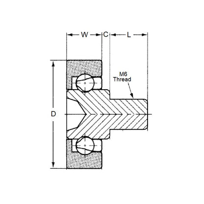 1067464 | TOK-DR-22-B05 --- Special Type Bearings - M6x1 -8mm Long- Thread 22x7 mm - Acetal