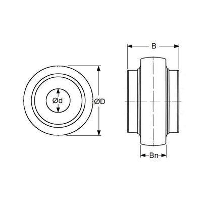 1136524 | P-UC205-16-ASL (PK-5) --- Spherical OD Bearings - 25.4x52x18 mm Suits Plastic Housings - Acetal Solid Bearing