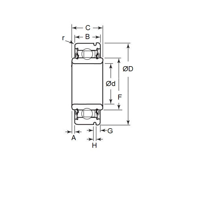 1121684 | WR12824B-ZZN (Each) --- Single Row Ball Bearings - 19.05x44.45x15.875 mm / 19.05 mm with Snap Ring - Chrome Steel SAE 52100 Bearing