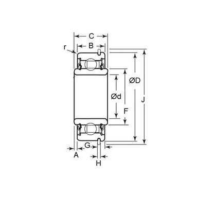 1102961 | WR12816-ZZ-NR (Each) --- Single Row Ball Bearings - 12.7x44.45x15.875 mm / 19.05 mm with Snap Ring - Chrome Steel SAE 52100 Bearing