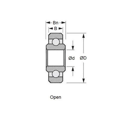 1042091 | SWR0-MC34-GR5-R-L23 (Pack of 20)  --- Single Row Ball Bearings - 1.191x3.967x1.588 mm / 2.381 mm Unflanged - Stainless Steel AISI 440C Bearing