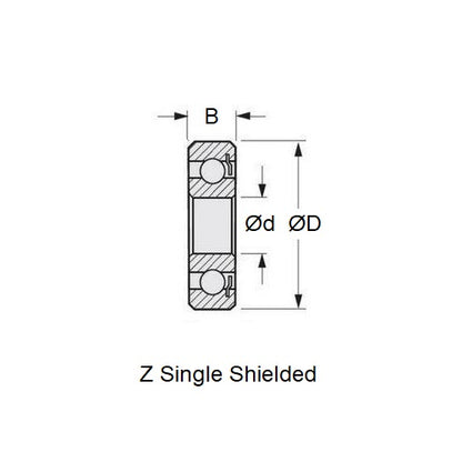 1071221 | SR188-Z-ECO (PK-100) --- Single Row Ball Bearings - 6.35x12.7x3.175 mm Unflanged - Stainless Steel AISI 440C Bearing
