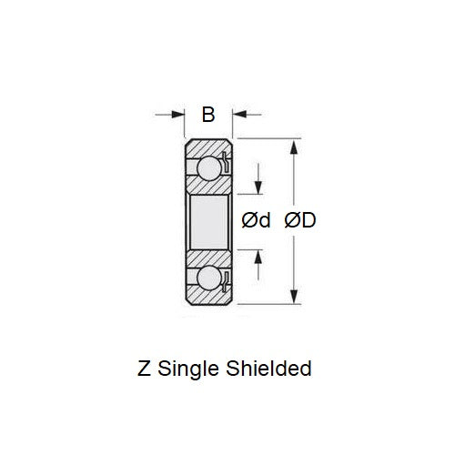 1080544 | 688A-Z-MC45-T9H-ACO (PK-100) --- Single Row Ball Bearings - 8x16x5 mm Unflanged - Chrome Steel SAE 52100 - High Speed Polyamide Cage Bearing