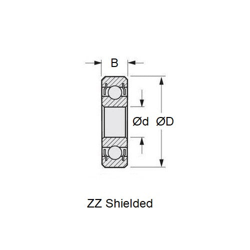 1062004 | S695-ZZ-MC3 (Each) --- Single Row Ball Bearings - 5x13x4 mm Unflanged - Stainless Steel AISI 440C Bearing